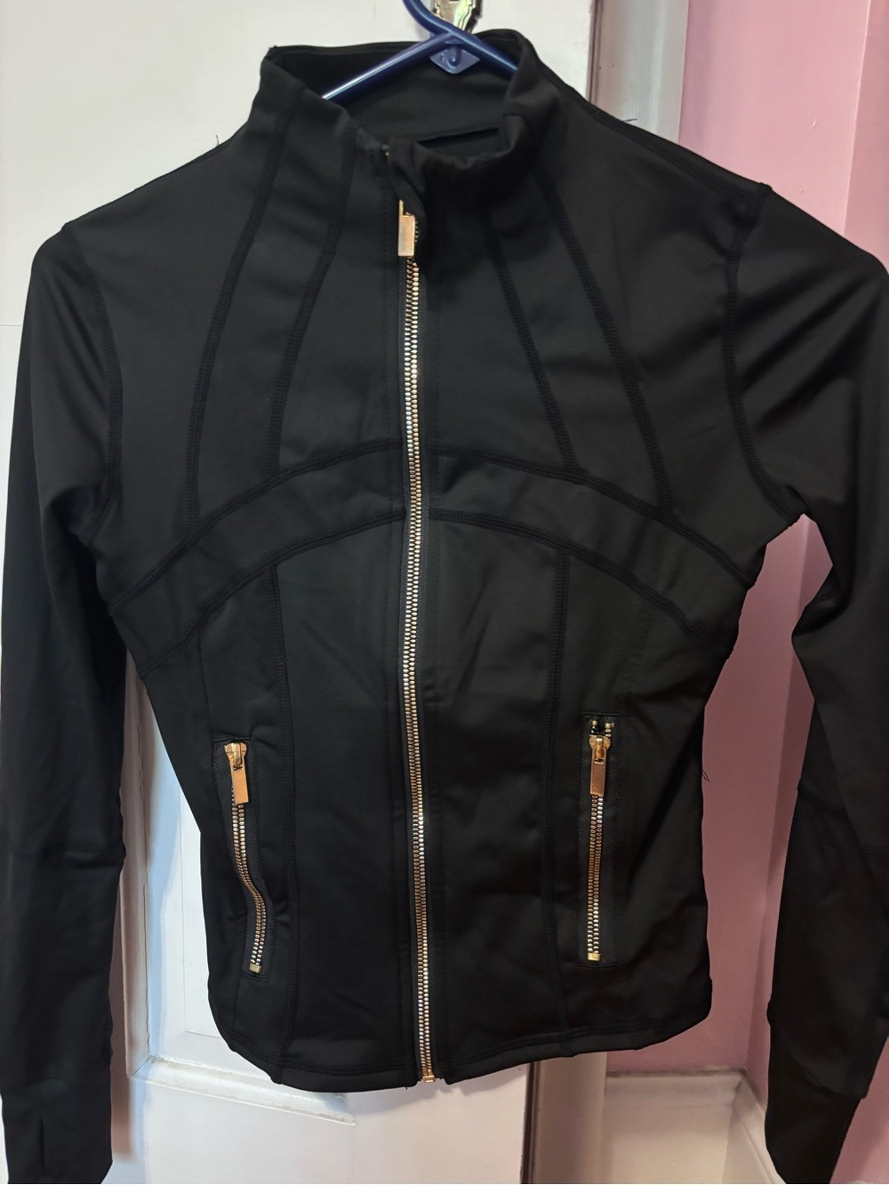 Black Zip Up Jacket with Gold Hardware Size XS